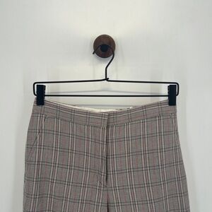 Off-White Plaid Print Wide Leg Loose High Rise Trousers